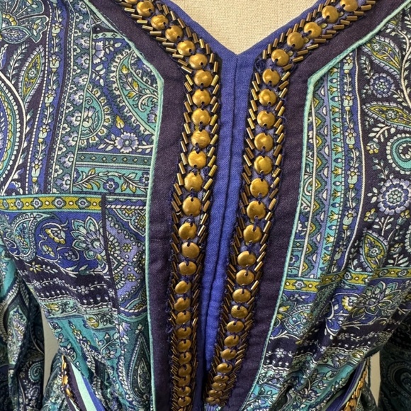 NWT Soft Surroundings V-neck embroidered blue Eugenie Maxi Dress size Small - Picture 5 of 13